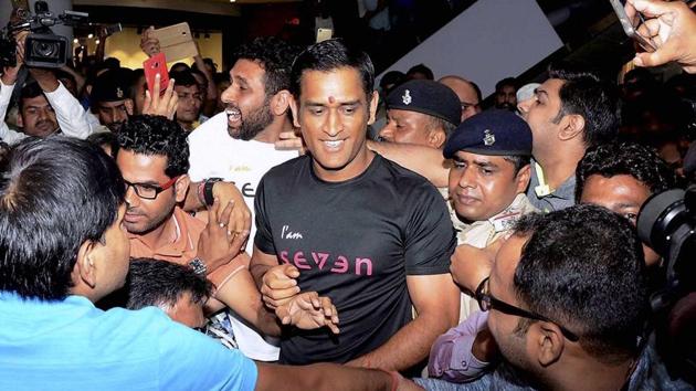 Mahendra Singh Dhoni at the inauguration of his Sports Store 'Seven' at Nucleus Mall in Ranchi recently. The former Indian cricket captain is facing conflict of interest issues in court(PTI) Mahendra Singh Dhoni at the inauguration of his Sports Store 'Seven' at Nucleus Mall in Ranchi recently. The former Indian cricket captain is facing conflict of interest issues in court(PTI)