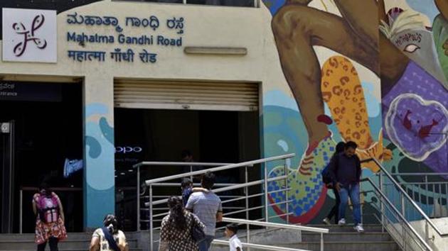 The newly built Bengaluru metro network has signages written in Hindi, English and Kannada. (Arijit Sen/HT File Photo) The newly built Bengaluru metro network has signages written in Hindi, English and Kannada. (Arijit Sen/HT File Photo)