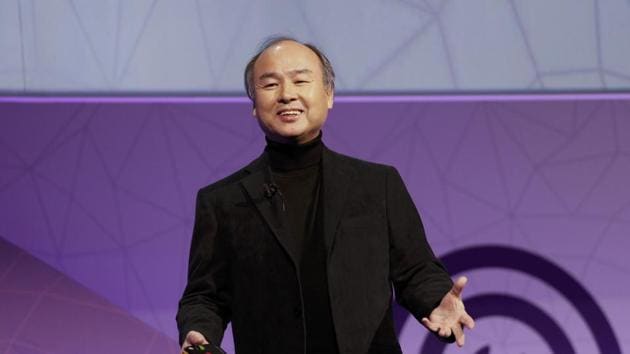 Masayoshi Son, president and CEO of Softbank, delivers his keynote speech at Mobile World Congress in Barcelona, Spain, February 27, 2017(REUTERS)