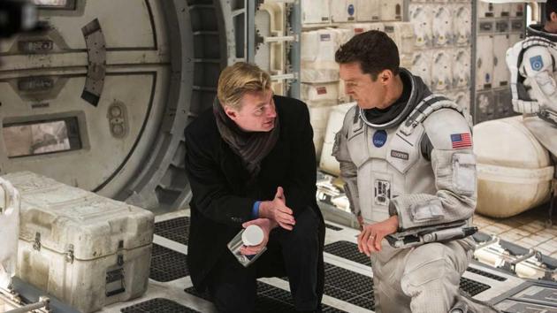 Christopher Nolan with Matthew McConaghuey on the sets of Interstellar. Christopher Nolan with Matthew McConaghuey on the sets of Interstellar.