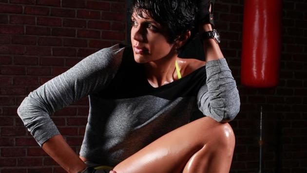 On her good days, Mandira Bedi spends one hour and twenty minutes in the gym.(HT Photo)