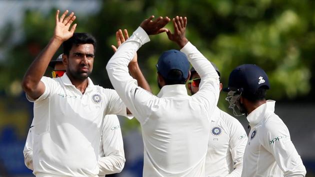 Ravichandran Ashwin and Ravindra Jadeja picked up three wickets apiece as India crushed Sri Lanka by 304 runs to take a 1-0 lead in the three-match series. Catch highlights of India vs Sri Lanka, first Test day 4 Galle here.(REUTERS)