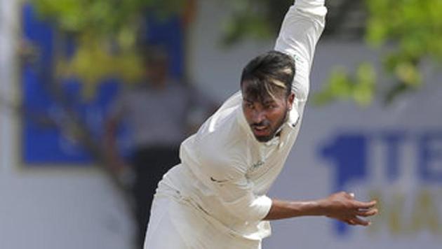 India's Hardik Pandya in action during Day 4 of the first Test against Sri Lanka in Galle on Saturday.(AP) India's Hardik Pandya in action during Day 4 of the first Test against Sri Lanka in Galle on Saturday.(AP)