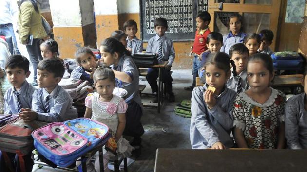 Students in their classroom at a government school in Ludhiana. Most children followed during the survey were attending a preschool at age 4, whether government-run Anganwadis or privately managed preschools. (HT File Photo) Students in their classroom at a government school in Ludhiana. Most children followed during the survey were attending a preschool at age 4, whether government-run Anganwadis or privately managed preschools. (HT File Photo)