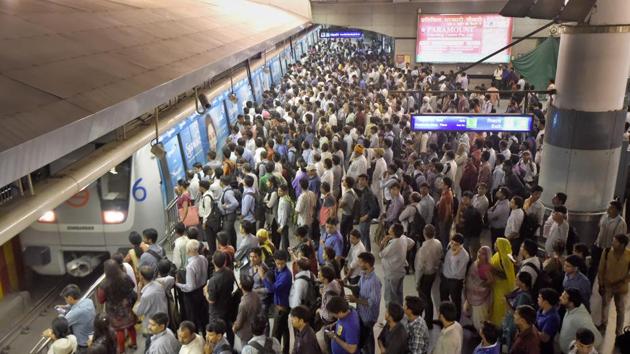 A crowd at Delhi’s Rajiv Chowk metro station. JNU student Aman Sinha wrote in a Facebook post that he was beaten up at the busy station by a few CISF personnel and told that he would be “sent to Pakistan”. (HT File Photo) A crowd at Delhi’s Rajiv Chowk metro station. JNU student Aman Sinha wrote in a Facebook post that he was beaten up at the busy station by a few CISF personnel and told that he would be “sent to Pakistan”. (HT File Photo)