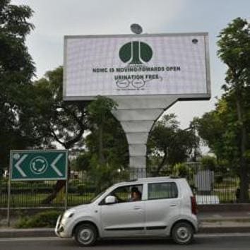 New Delhi, India - July 28, 2017: Giant outdoor screen at Connaught Place in New Delhi, India, on Friday, July 28, 2017. (Photo by Ravi Choudhary/ Hindustan Times) to go with Ritam story(Ravi Choudhary/HT PHOTO) New Delhi, India - July 28, 2017: Giant outdoor screen at Connaught Place in New Delhi, India, on Friday, July 28, 2017. (Photo by Ravi Choudhary/ Hindustan Times) to go with Ritam story(Ravi Choudhary/HT PHOTO)