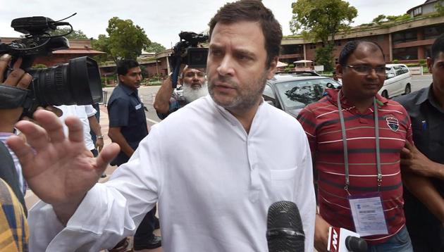 Congress vice-president Rahul Gandhi at the Parliament house in New Delhi on July 27, 2017. (PTI File Photo) Congress vice-president Rahul Gandhi at the Parliament house in New Delhi on July 27, 2017. (PTI File Photo)