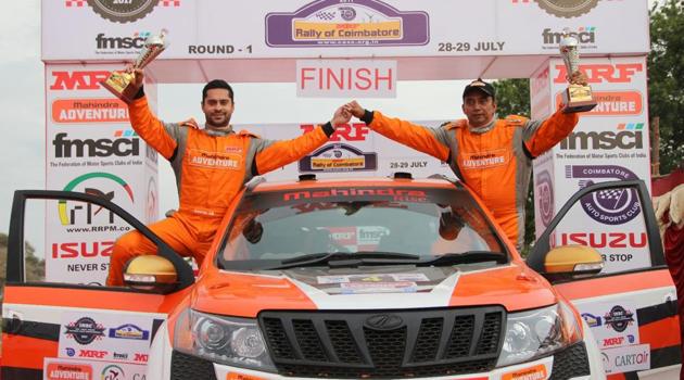 Gaurav Gill and Musa Sherif won Round 1 of the MRF FMSCI Indian National Rally Championship on Sunday. (HT Photo) Gaurav Gill and Musa Sherif won Round 1 of the MRF FMSCI Indian National Rally Championship on Sunday. (HT Photo)