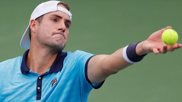 John Isner serves to Gilles Muller during the BB&T Atlanta Open. (AFP) John Isner serves to Gilles Muller during the BB&T Atlanta Open. (AFP)