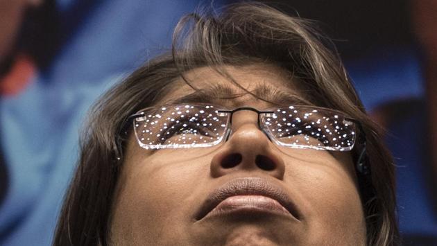 The India women's national cricket team player Jhulan Goswami during press conference at J W Marriott in Mumbai, India, on Wednesday. (Satish Bate/HT Photo) The India women's national cricket team player Jhulan Goswami during press conference at J W Marriott in Mumbai, India, on Wednesday. (Satish Bate/HT Photo)