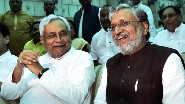 Bihar Chief Minister Nitish Kumar, left, and Deputy Chief Minister Sushil Kumar Modi share a light moment after oath taking ceremony at Raj Bhawan in Patna on Thursday, July 27, 2017. (AP/Aftab Alam Siddiqui) Bihar Chief Minister Nitish Kumar, left, and Deputy Chief Minister Sushil Kumar Modi share a light moment after oath taking ceremony at Raj Bhawan in Patna on Thursday, July 27, 2017. (AP/Aftab Alam Siddiqui)