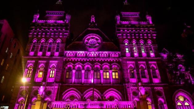 Today, it is lit in 9 different lights, for the anniversary, at a cost of Rs11 crore.  (Kunal Patil/HT Photo) 