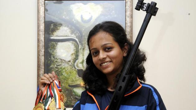 Shooter Shreya Saksena (20) has already won many awards in previous shooting competitions too.(Sunil Ghosh/HT File Photo)