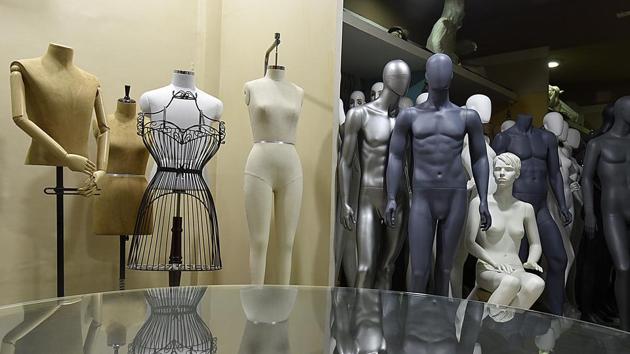 On the one hand, the artists pours their personal visions into making these clotheshorses, striving constantly towards a perfect figure, the buyers who give these mannequins purpose may not necessarily agree. Some retailers prefer to keep mannequins abstract, lacking faces and distinguishing features to draw more attention to the product itself. Other forms include wire frames and barebone dummies which are used only for fittings and not display purposes. (Raj K Raj / HT Photo) On the one hand, the artists pours their personal visions into making these clotheshorses, striving constantly towards a perfect figure, the buyers who give these mannequins purpose may not necessarily agree. Some retailers prefer to keep mannequins abstract, lacking faces and distinguishing features to draw more attention to the product itself. Other forms include wire frames and barebone dummies which are used only for fittings and not display purposes. (Raj K Raj / HT Photo)