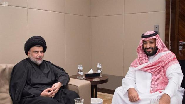 In this July 30, 2017 photo released by the Saudi Press Agency (SPA), Iraq’s influential Shia cleric Muqtada al-Sadr (left) meets with Saudi Crown Prince Mohammed bin Salman at Jeddah, Saudi Arabia.(AP)