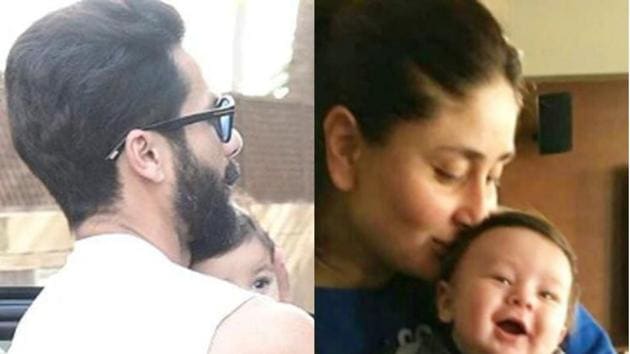 Shahid Kapoor and Kareena Kapoor with their babies Misha and Taimur. Shahid Kapoor and Kareena Kapoor with their babies Misha and Taimur.