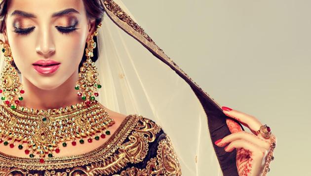 Wear the blouse of your wedding sari or lehenga with a plain georgette or chiffon sari in a contrast colour. (Shutterstock) Wear the blouse of your wedding sari or lehenga with a plain georgette or chiffon sari in a contrast colour. (Shutterstock)