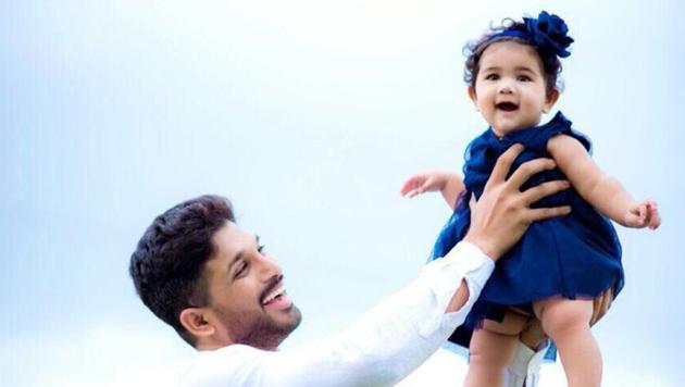 Allu Arjun with his daughter Arha. Allu Arjun with his daughter Arha.