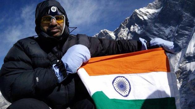 Subhash Takale during the Island Peak trek in Nepal in 2016. (HT PHOTO) Subhash Takale during the Island Peak trek in Nepal in 2016. (HT PHOTO)
