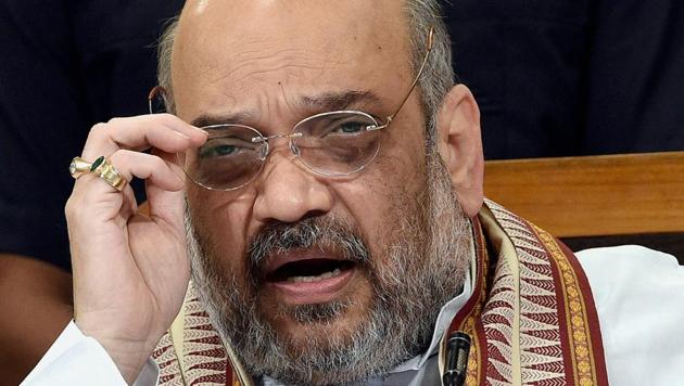 BJP president Amit Shah addresses a press conference at the party office in Lucknow. (PTI FILE) BJP president Amit Shah addresses a press conference at the party office in Lucknow. (PTI FILE)