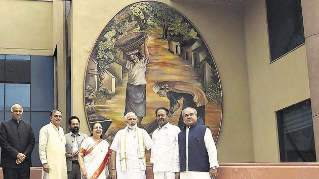 Prime Minister Narendra Modi at an opening ceremony for a new Parliament building. (PTI Photo) Prime Minister Narendra Modi at an opening ceremony for a new Parliament building. (PTI Photo)
