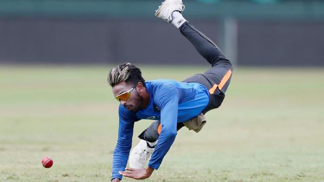 Hardik Pandya is an able fielder, but that didn’t stop him from putting in the hard yards in practice. (REUTERS)