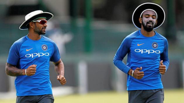 Shikhar Dhawan’s magnificent 190 and Abhinav Mukund’s 81 helped India find a new opening combination but with KL Rahul’s return, Virat Kohli’s side have a problem of plenty for the Colombo Test.(REUTERS)