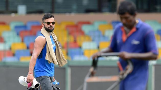 Virat Kohli arrives for practice at the Sinhalease Sports Club (SSC) Ground in Colombo. (AFP)