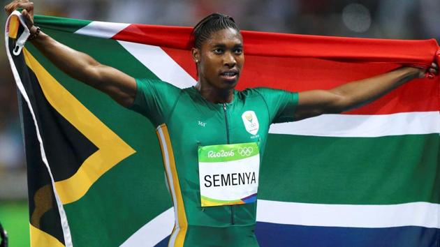 Caster Semenya of South Africa celebrates after winning the women’s 800 m race at the Rio Olympics last year. (REUTERS) Caster Semenya of South Africa celebrates after winning the women’s 800 m race at the Rio Olympics last year. (REUTERS)