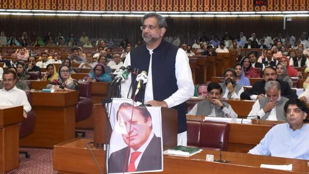In this handout photo released by Pakistan's Press Information Department on August 1, 2017, newly elected Prime Minister Shahid Khaqan Abbasi speaks in Parliament in Islamabad. The Parliament elected the ruling PML-N party loyalist as prime minister days after Nawaz Sharif was ousted by the Supreme Court following a corruption probe.(AFP) In this handout photo released by Pakistan's Press Information Department on August 1, 2017, newly elected Prime Minister Shahid Khaqan Abbasi speaks in Parliament in Islamabad. The Parliament elected the ruling PML-N party loyalist as prime minister days after Nawaz Sharif was ousted by the Supreme Court following a corruption probe.(AFP)
