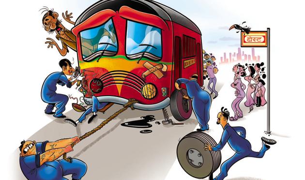 Giving buses their own space will help them go faster. (Illustration: Siddhant Jumde) Giving buses their own space will help them go faster. (Illustration: Siddhant Jumde)