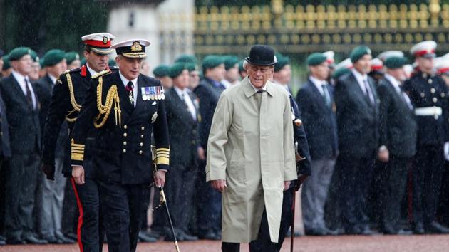 Britain's Prince Philip, Duke of Edinburgh, in his role as captain general of Royal Marines attends a Parade to mark the finale of the 1664 Global Challenge on the Buckingham Palace Forecourt in London on Wednesday. (AFphoto) Britain's Prince Philip, Duke of Edinburgh, in his role as captain general of Royal Marines attends a Parade to mark the finale of the 1664 Global Challenge on the Buckingham Palace Forecourt in London on Wednesday. (AFphoto)