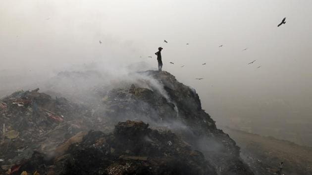 Three main landfills in Delhi have exhausted their capacity and yet garbage is still dumped there as there are no alternatives. The Delhi High Court has ordered the municipal coporations of Delhi to submit plans for management of municipal solid waste.(Sanchit Khanna/HT Photo)