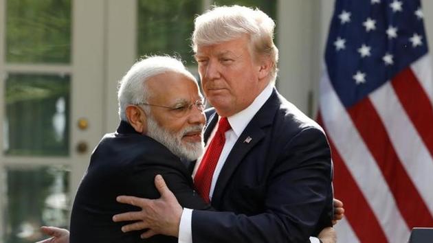 Prime Minister Narendra Modi hugs US President Donald Trump during his visit to the US recently.(Reuters)