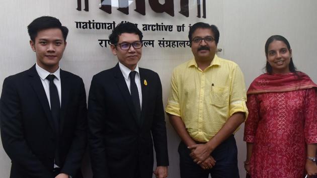 (L to R) Akaraphong Boonwit, Ekapol Poolpipat, Prakash Magdum and Keerti Tiwari during a press conference to announce the Thai film festival at NFAI in Pune. (Pratham Gokhale/HT PHOTO) (L to R) Akaraphong Boonwit, Ekapol Poolpipat, Prakash Magdum and Keerti Tiwari during a press conference to announce the Thai film festival at NFAI in Pune. (Pratham Gokhale/HT PHOTO)