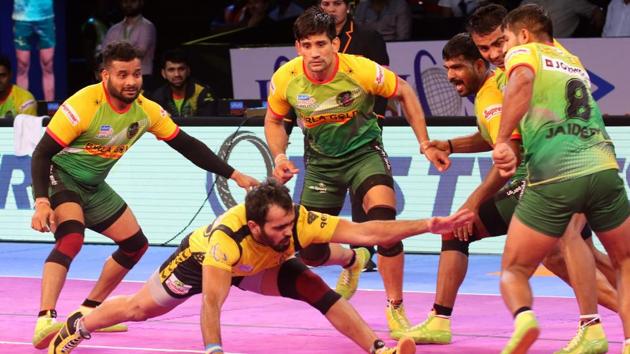 Patna Pirates defeated Telugu Titans in the Pro Kabaddi League on Thursday. (HT Photo) Patna Pirates defeated Telugu Titans in the Pro Kabaddi League on Thursday. (HT Photo)