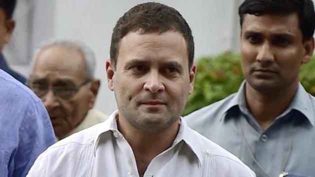 Congress vice-president Rahul Gandhi comes out after a meeting in New Delhi.(PTI File Photo)