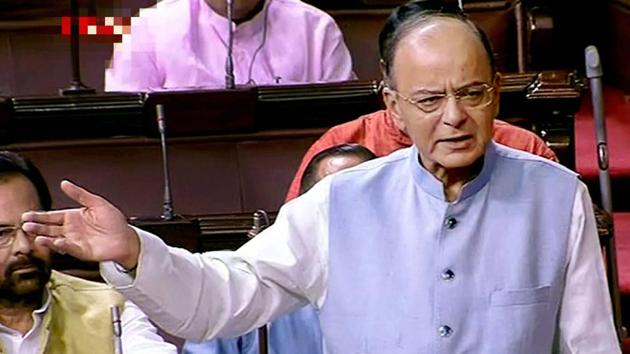 Union finance minister Arun Jaitley speaks in the Rajya Sabha during the ongoing monsoon session of Parliament in New Delhi on Thursday. (PTI Photo) Union finance minister Arun Jaitley speaks in the Rajya Sabha during the ongoing monsoon session of Parliament in New Delhi on Thursday. (PTI Photo)