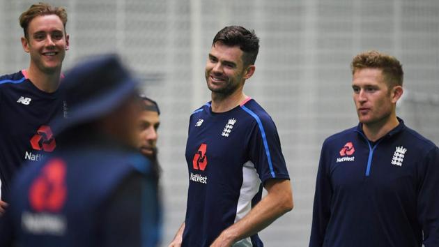 England players attend a practice session at Old Trafford in Manchester ahead of the fourth Test match against South Africa. (AFP) England players attend a practice session at Old Trafford in Manchester ahead of the fourth Test match against South Africa. (AFP)