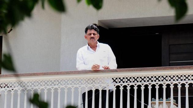 Karnataka energy minister DK Shivakumar at his residence in Bengaluru. (PTI Photo) Karnataka energy minister DK Shivakumar at his residence in Bengaluru. (PTI Photo)