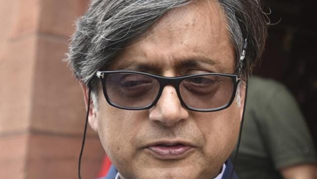 Congress leader Shashi Tharoor at the Parliament during the ongoing Monsoon Session in New Delhi on Thursday. (Sushil Kumar/HT Photo) Congress leader Shashi Tharoor at the Parliament during the ongoing Monsoon Session in New Delhi on Thursday. (Sushil Kumar/HT Photo)