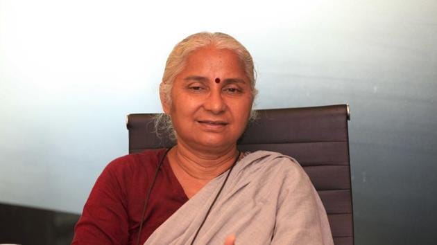 Social activist Medha Patkar, founder member of Narmada Bachao Andolan, has been on an indefinite hunger strike since July 27.(HT File Photo)