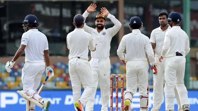 India ended the day in a commanding position as Sri Lanka were reduced to 50-2 at stumps. (AFP)