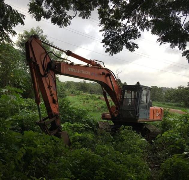Construction work on at Aarey Colony for Metro-3. (HT) Construction work on at Aarey Colony for Metro-3. (HT)