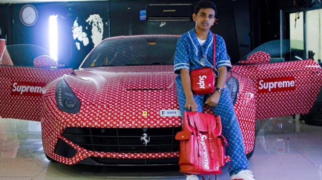 Dubai-based teen flaunts his Ferrari wrapped in Supreme and Louis