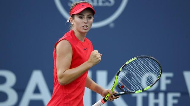Catherine Bellis of the United States celebrates after winning a point against Petra Kvitova of the Czech Republic during their Stanford Classic quarterfinal match in California on Friday. (AFP) Catherine Bellis of the United States celebrates after winning a point against Petra Kvitova of the Czech Republic during their Stanford Classic quarterfinal match in California on Friday. (AFP)