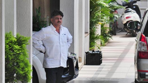 Karnataka energy minister DK Shivakumar at his residence in Bengaluru.The Income Tax Department conducted searches at multiple properties linked to Shivakumar in connection with a tax evasion case. (PTI Photo) Karnataka energy minister DK Shivakumar at his residence in Bengaluru.The Income Tax Department conducted searches at multiple properties linked to Shivakumar in connection with a tax evasion case. (PTI Photo)