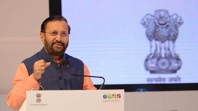 Union HRD minister Prakash Javadekar speaks during the Festival of Education in Jaipur on Saturday. (HT Photo) Union HRD minister Prakash Javadekar speaks during the Festival of Education in Jaipur on Saturday. (HT Photo)