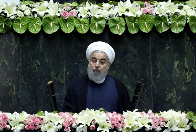 Iran's President Hassan Rouhani delivers a speech before Parliament in Tehran after being sworn in for a second term on August 5, 2017. (AFP) Iran's President Hassan Rouhani delivers a speech before Parliament in Tehran after being sworn in for a second term on August 5, 2017. (AFP)