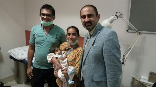 Eight-month-old Nidish underwent a liver transplant at Apollo Hospital in Delhi. (HT photo) Eight-month-old Nidish underwent a liver transplant at Apollo Hospital in Delhi. (HT photo)